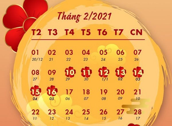 Chính thức thông báo lịch nghỉ Tết Nguyên đán 2021